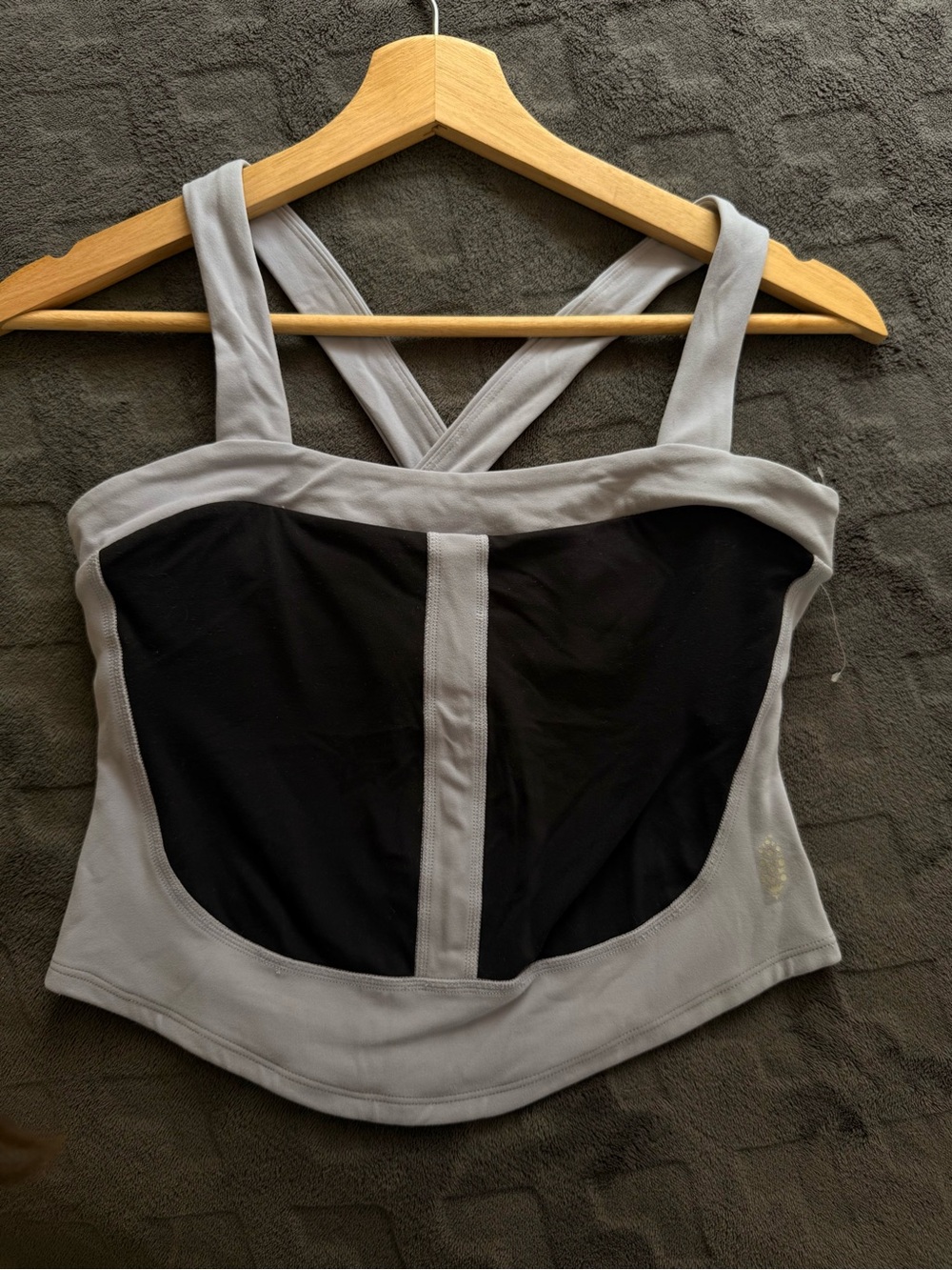 Free People Pastel Purple and Black Crossback Sports Bra Tank Top